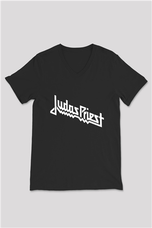 Judas Priest Siyah Unisex V Yaka Tişört T-Shirt
