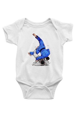 Judo Baskılı Beyaz Unisex Bebek Body - Zıbın