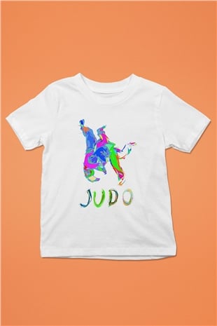 Judo Baskılı Beyaz Unisex Çocuk Tişört
