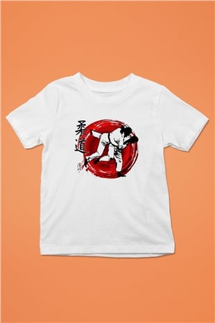Judo Baskılı Beyaz Unisex Çocuk Tişört