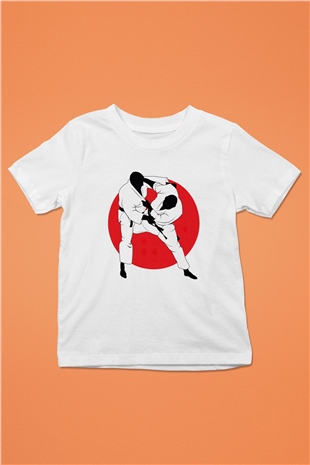 Judo Baskılı Beyaz Unisex Çocuk Tişört