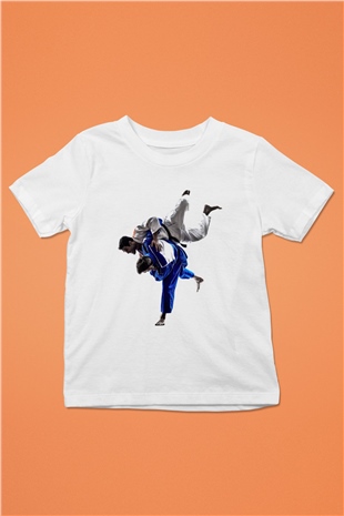 Judo Baskılı Beyaz Unisex Çocuk Tişört