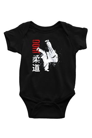 Judo Baskılı Siyah Bebek Body - Zıbın