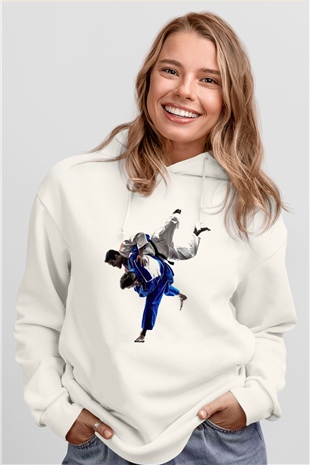 Judo Beyaz Unisex Hoodie