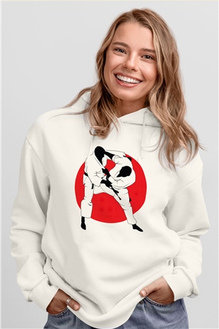 Judo Beyaz Unisex Hoodie