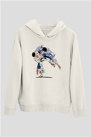 Judo Beyaz Unisex Hoodie