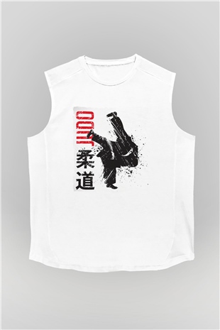 Judo Beyaz Unisex Kolsuz Tişört