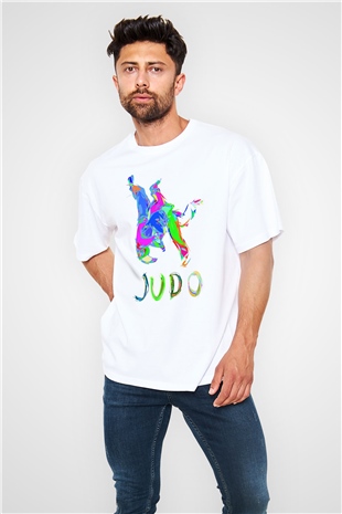 Judo Beyaz Unisex Oversize Tişört T-Shirt