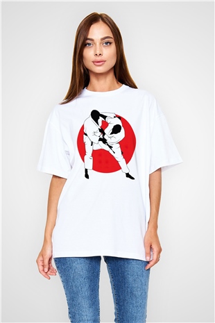 Judo Beyaz Unisex Oversize Tişört T-Shirt