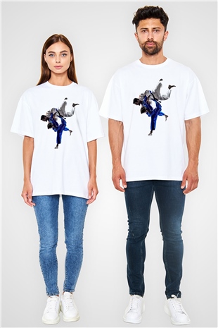 Judo Beyaz Unisex Oversize Tişört T-Shirt