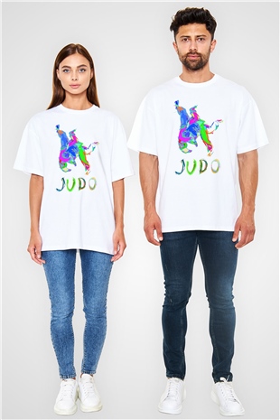 Judo Beyaz Unisex Oversize Tişört T-Shirt