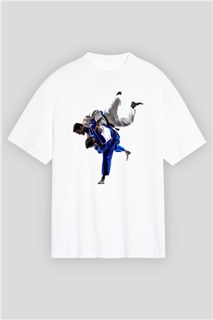 Judo Beyaz Unisex Oversize Tişört T-Shirt