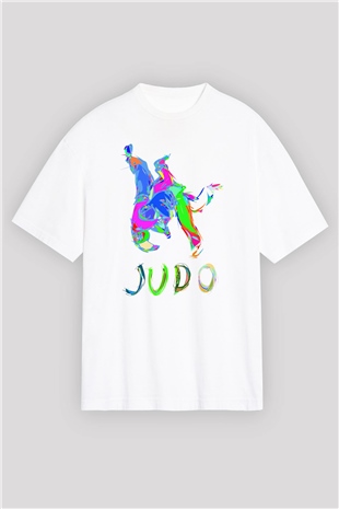 Judo Beyaz Unisex Oversize Tişört T-Shirt