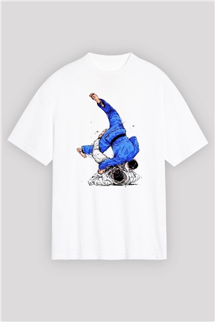 Judo Beyaz Unisex Oversize Tişört T-Shirt
