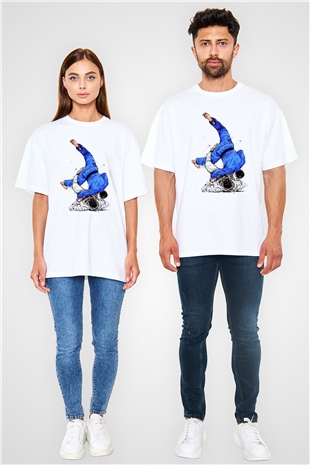 Judo Beyaz Unisex Oversize Tişört T-Shirt