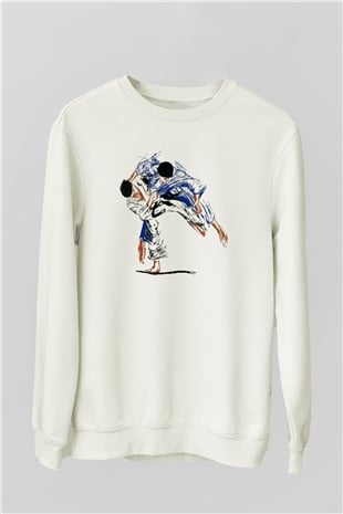 Judo Beyaz Unisex Sweatshirt