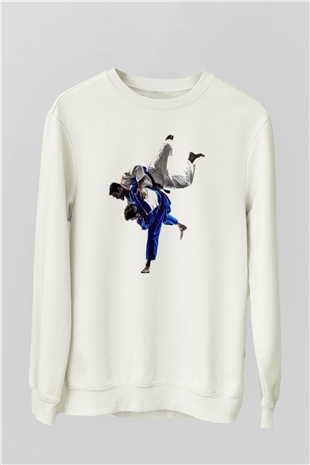 Judo Beyaz Unisex Sweatshirt