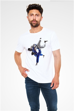 Judo Beyaz Unisex Tişört T-Shirt - TişörtFabrikası
