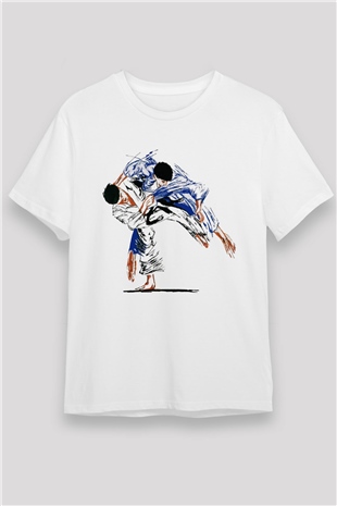 Judo Beyaz Unisex Tişört T-Shirt - TişörtFabrikası