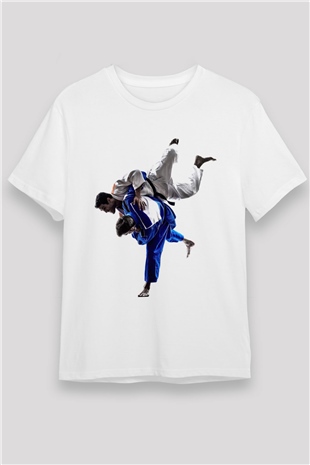 Judo Beyaz Unisex Tişört T-Shirt - TişörtFabrikası