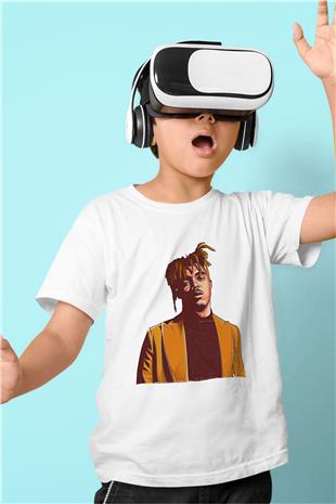 Juice Wrld Baskılı Beyaz Unisex Beyaz Çocuk Tişört - Tshirt