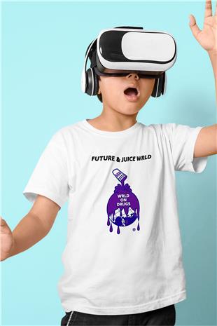 Juice Wrld Baskılı Beyaz Unisex Beyaz Çocuk Tişört - Tshirt