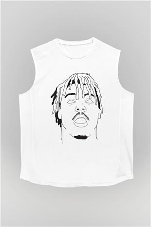 Juice Wrld Baskılı Beyaz Unisex Kolsuz Tişört - Tshirt