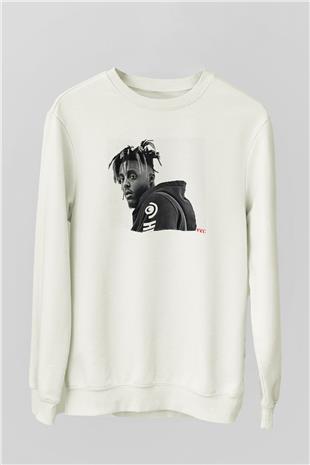 Juice Wrld Baskılı Beyaz Unisex Sweatshirt