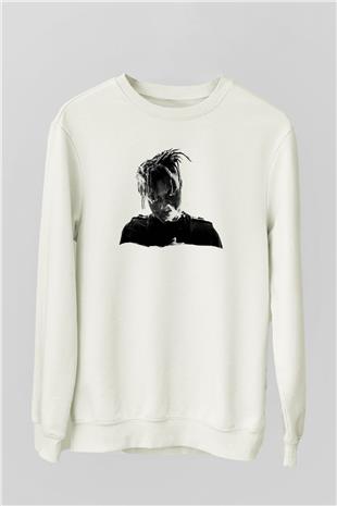 Juice Wrld Baskılı Beyaz Unisex Sweatshirt