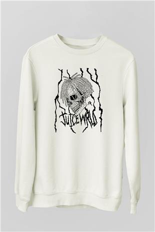 Juice Wrld Baskılı Beyaz Unisex Sweatshirt