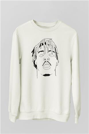 Juice Wrld Baskılı Beyaz Unisex Sweatshirt
