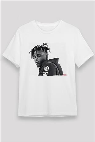 Juice Wrld Baskılı Unisex Beyaz Tişört - Tshirt