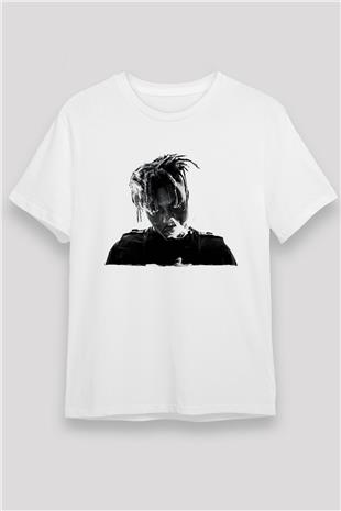 Juice Wrld Baskılı Unisex Beyaz Tişört - Tshirt