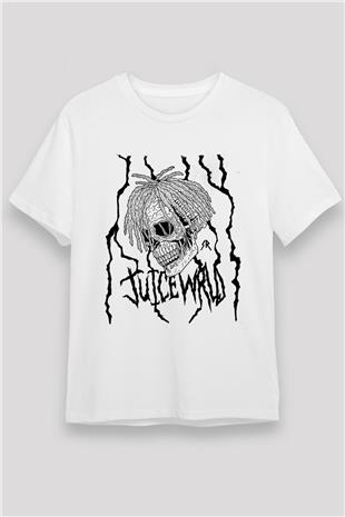Juice Wrld Baskılı Unisex Beyaz Tişört - Tshirt