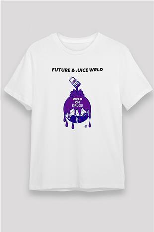 Juice Wrld Baskılı Unisex Beyaz Tişört - Tshirt