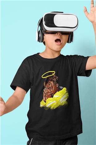 Juice Wrld Baskılı Unisex Siyah Çocuk Tişört - Tshirt