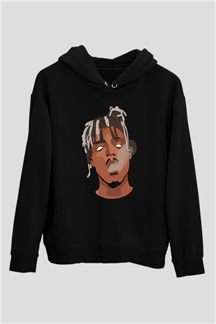 Juice Wrld Baskılı Unisex Siyah Hoodie
