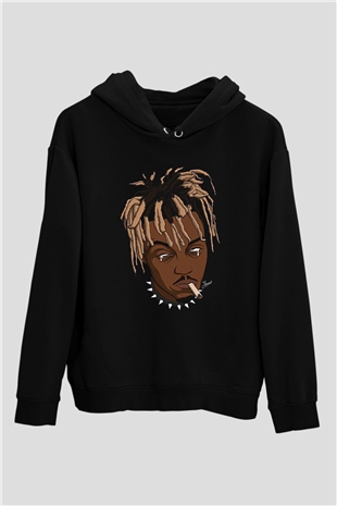Juice Wrld Baskılı Unisex Siyah Hoodie
