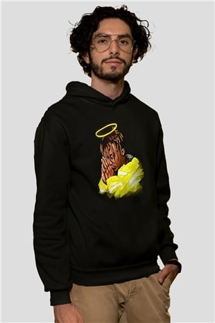 Juice Wrld Baskılı Unisex Siyah Hoodie