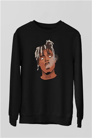 Juice Wrld Baskılı Unisex Siyah Sweatshirt