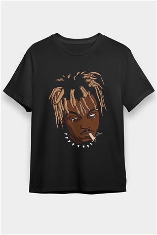 Juice Wrld Baskılı Unisex Siyah Tişört - Tshirt