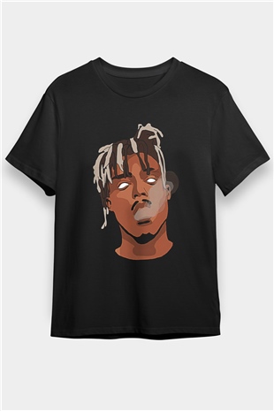 Juice Wrld Baskılı Unisex Siyah Tişört - Tshirt