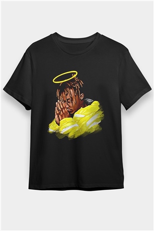 Juice Wrld Baskılı Unisex Siyah Tişört - Tshirt