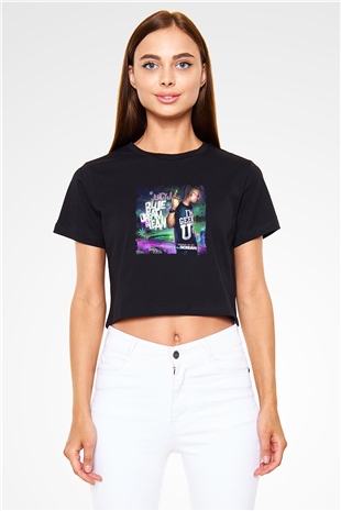Juicy J Baskılı Crop Top Siyah Kadın Tişört