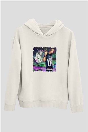 Juicy J Baskılı Unisex Beyaz Kapüşonlu Sweatshirt