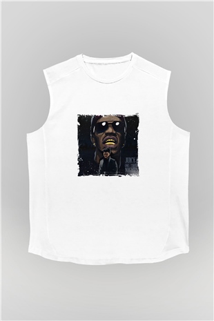 Juicy J Baskılı Unisex Beyaz Kolsuz Tişört
