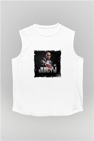 Juicy J Baskılı Unisex Beyaz Kolsuz Tişört