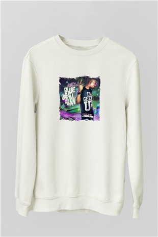 Juicy J Baskılı Unisex Beyaz Sweatshirt