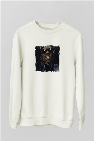 Juicy J Baskılı Unisex Beyaz Sweatshirt