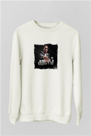 Juicy J Baskılı Unisex Beyaz Sweatshirt